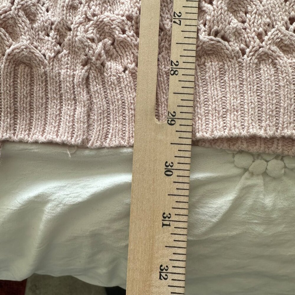 Pink Open-Front Lace Knit Cardigan Sweater 1X By Denim 24/7 Boho Cottagecore - Picture 10 of 11
